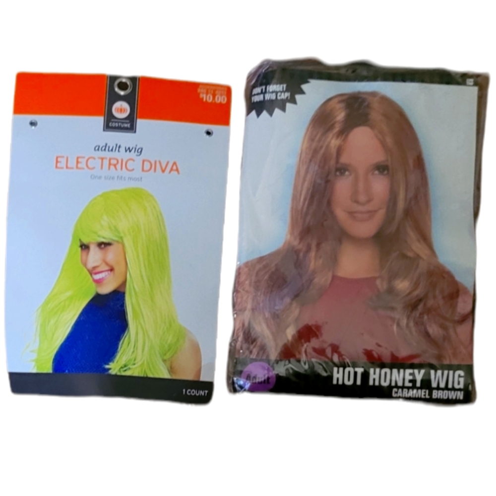 2 ADULT HALLOWEEN COSTUME WIGS